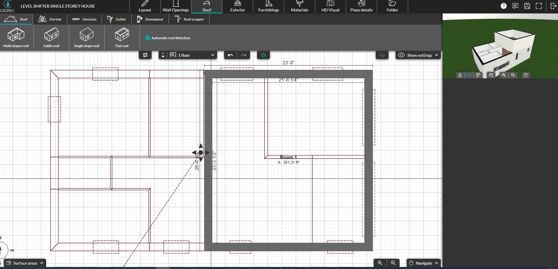Add roofs - level shifter 