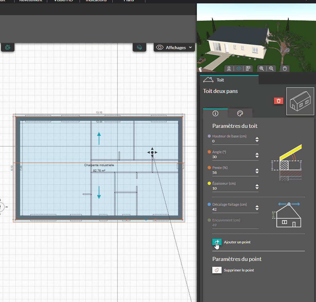 Ajouter un point sur un toit