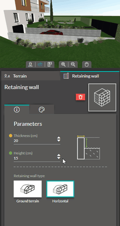 Apply a material to a retaining wall 
