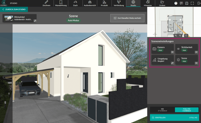 8-03 szeneeinstellungen aussenbereich rendering