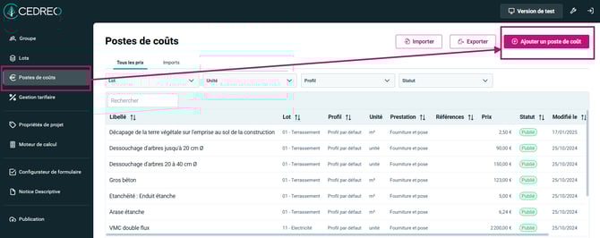13-06 menu poste de cout
