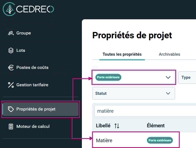 13-08 Propriété matière porte extérieure