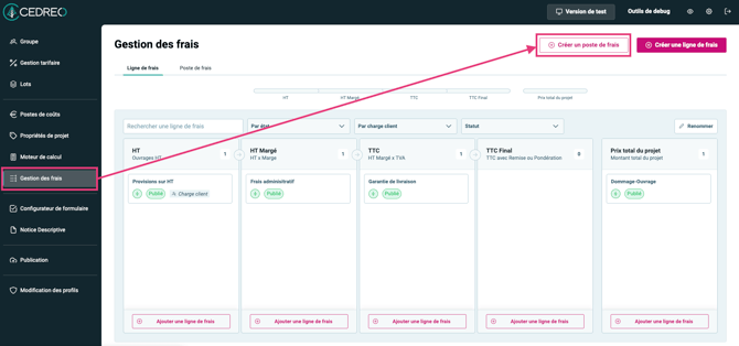 Gestion frais - 01 Créer un poste de frais