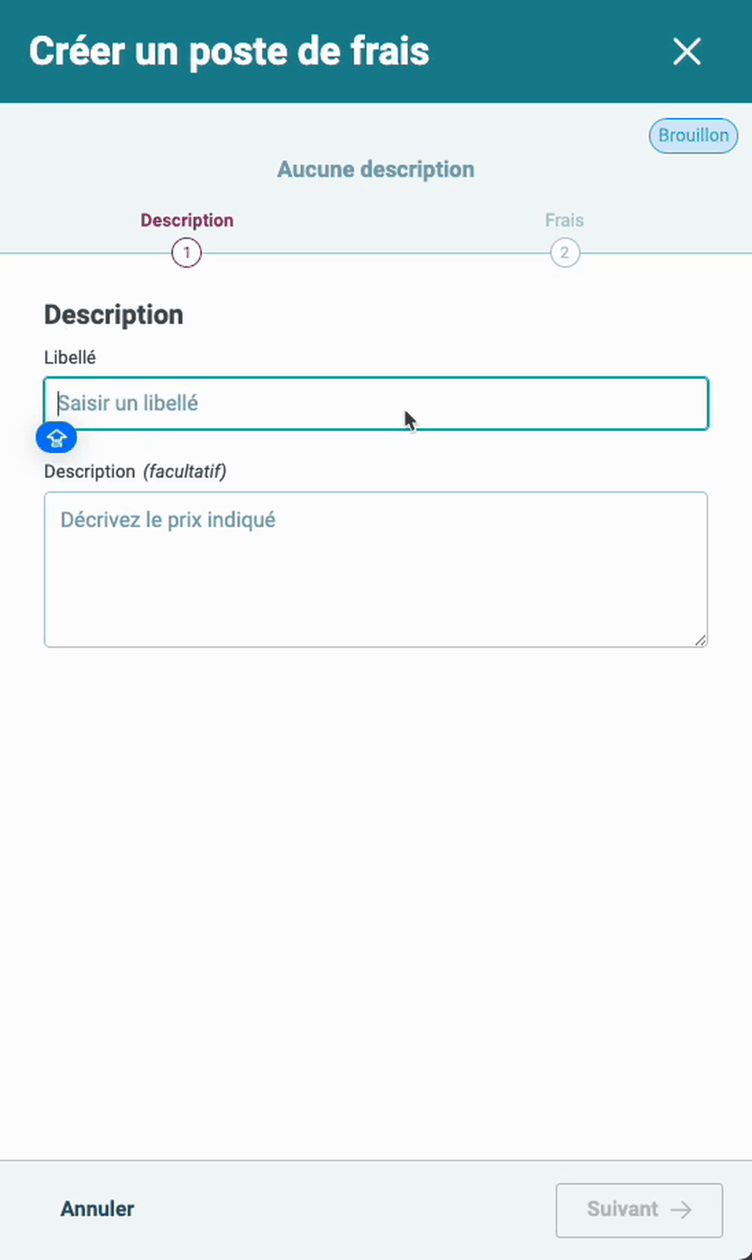 Gestion frais - 03 Créer un poste de frais montant