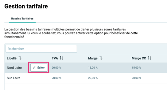 Gestion marge - 03 Editer un bassin tarifaire