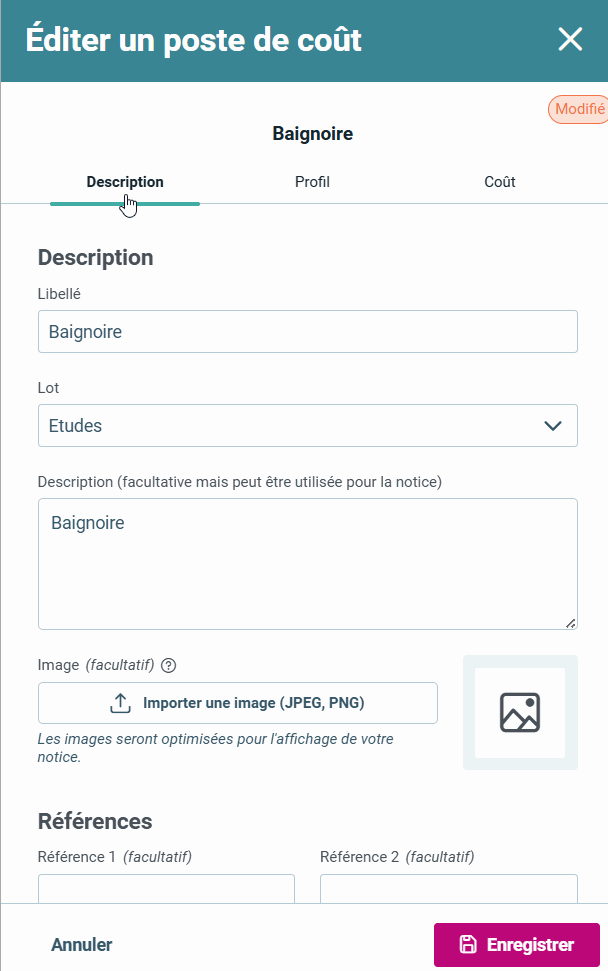 13-07 - Editer un poste de cout DESCRIPTION