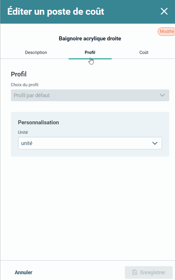 13-07- Editer un poste de cout PROFIL