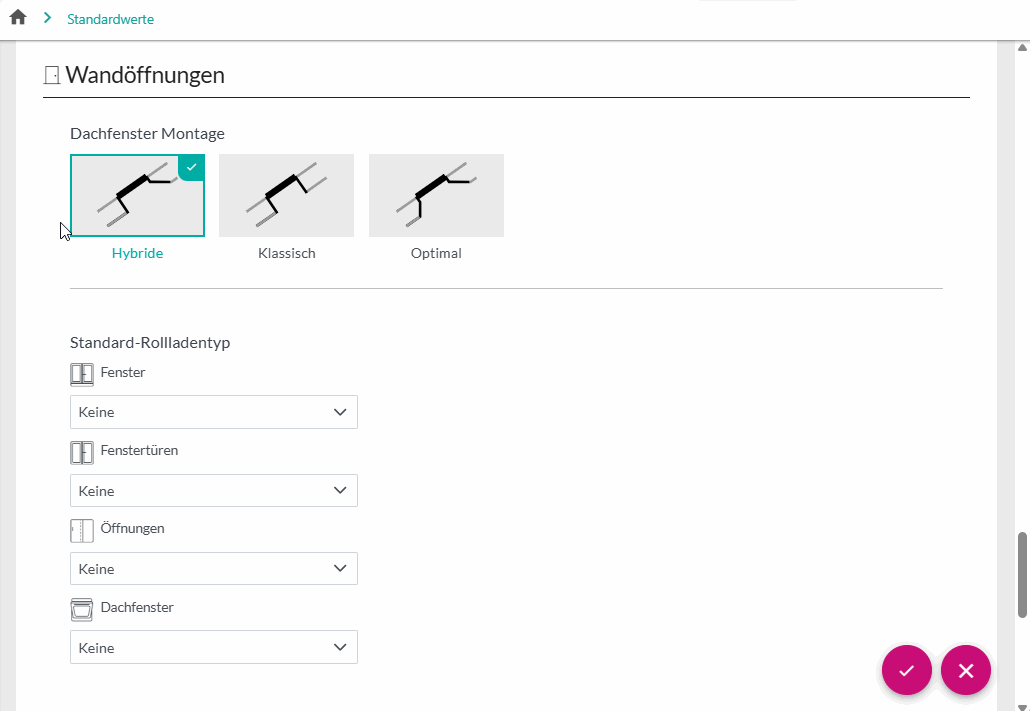 1-18 standardwerte wandoeffnungen