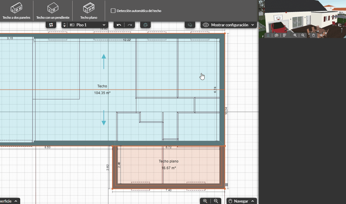 Crear un techo a dos paneles