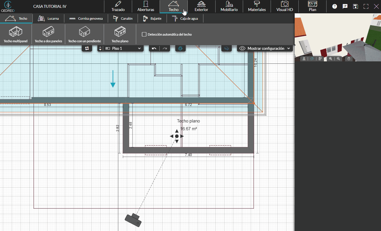 4-06 Dibujar y modificar un techo plano