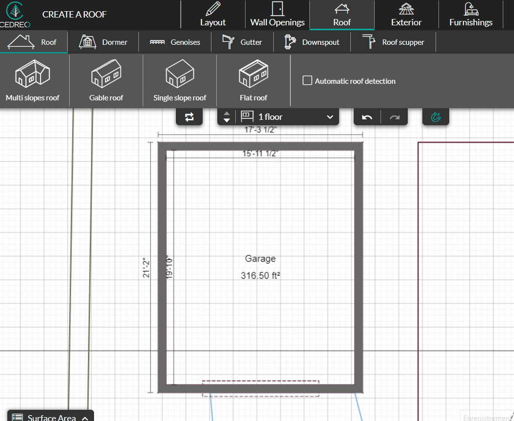 Draw a single slope roof