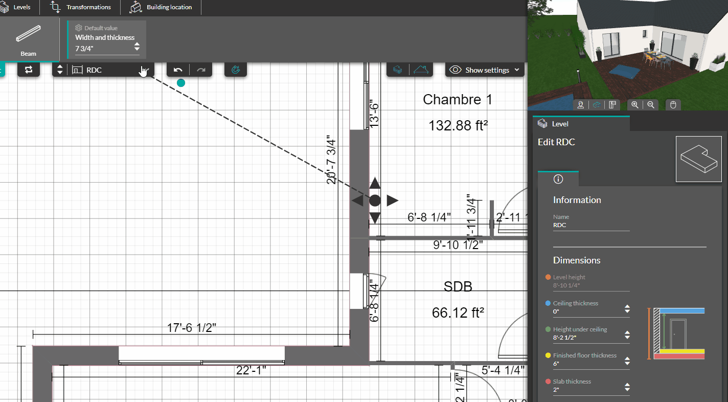 Position the beams for a pergola