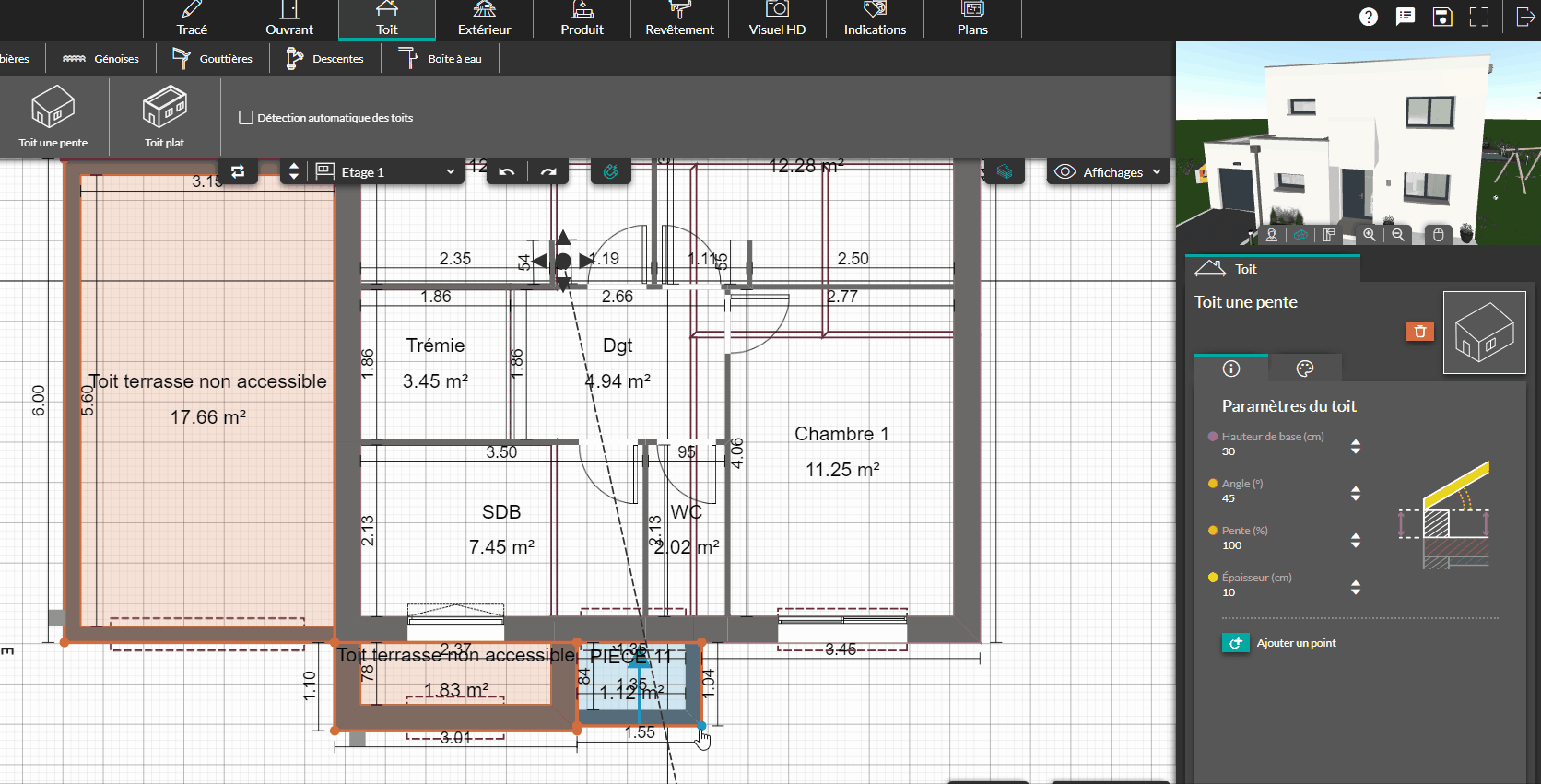 Re - modif dimensions toit porche