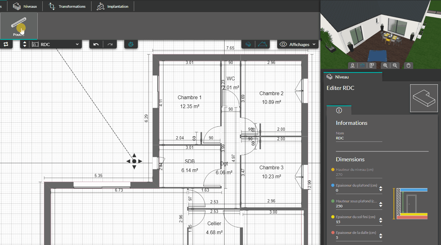 Re-dessiner poutre pour pergola