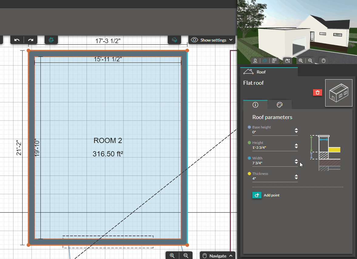 change the parameters of a flat roof