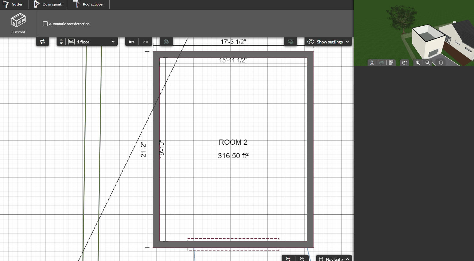 draw a flat roof